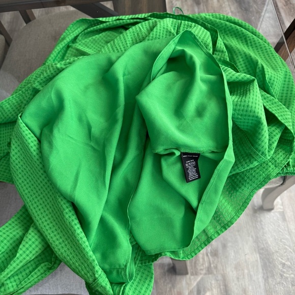 NWT! Square Neck Checkered Tier Layer Bubble Sleeve Dress - Color: Online Lime - Picture 6 of 10